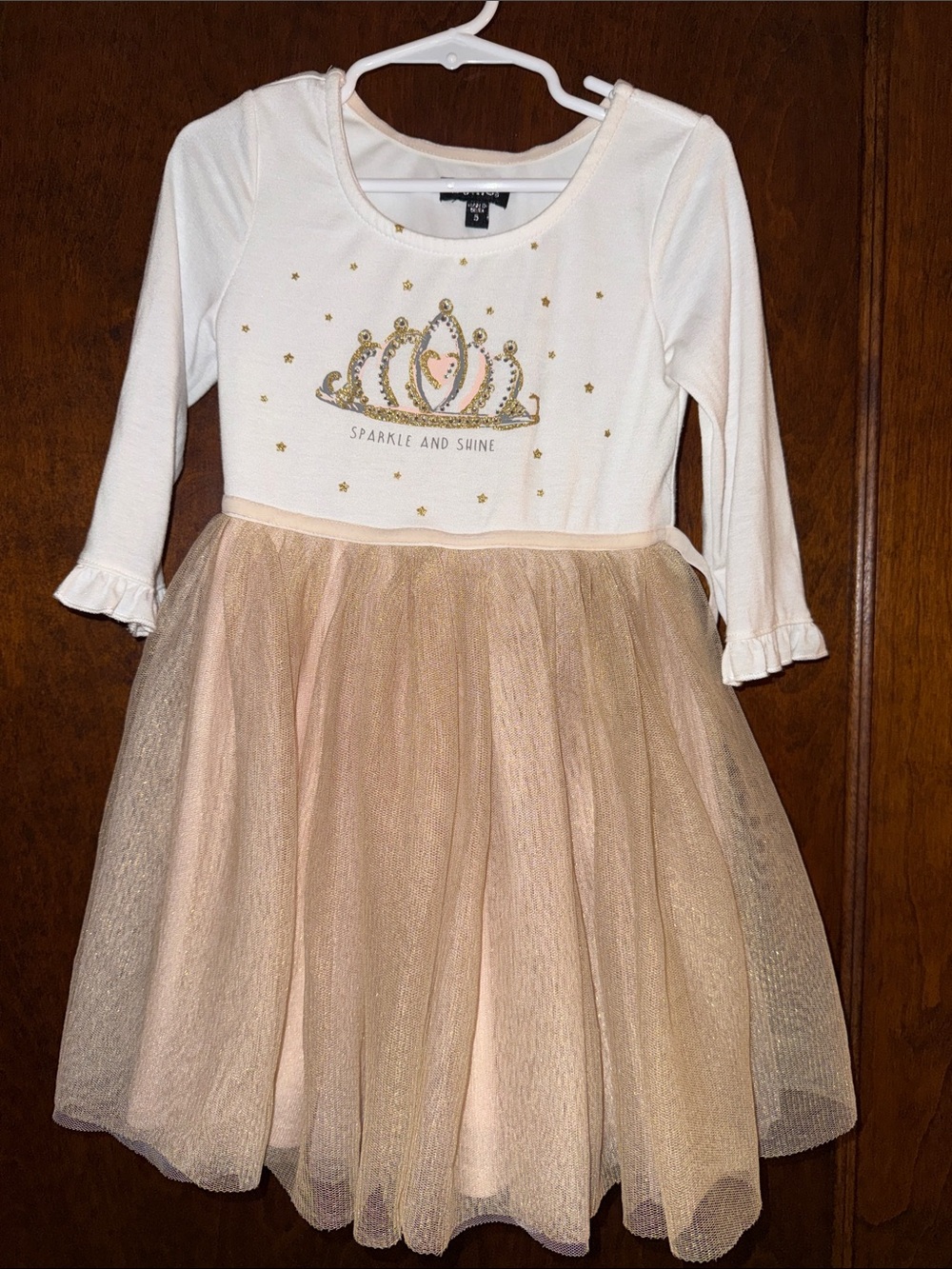 Zunie Cream and Gold Sparkle Tulle Dress